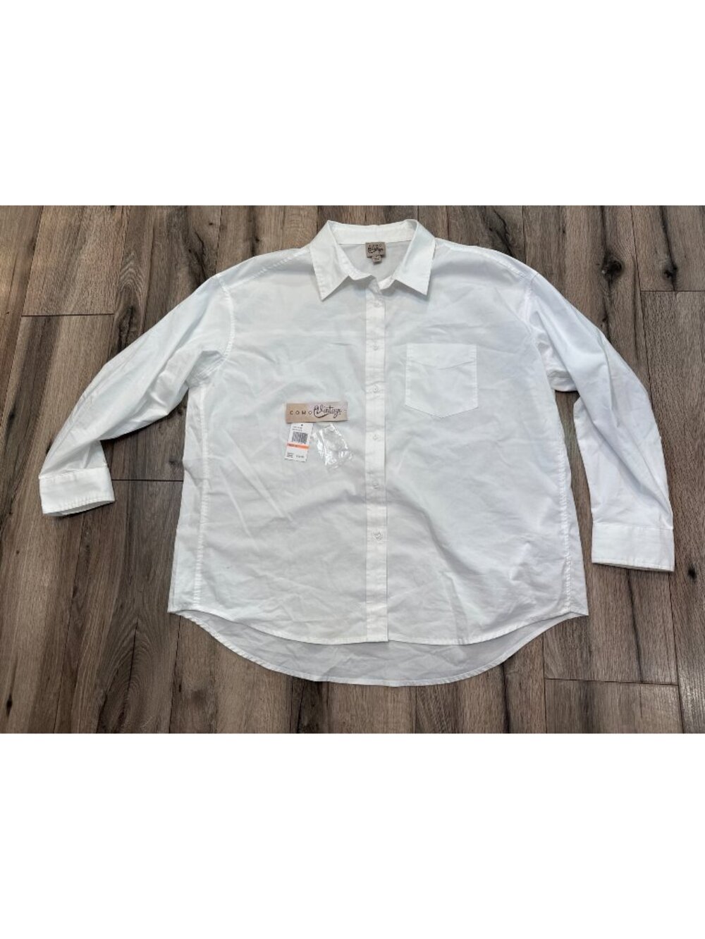Como Vintage Womens White Button-Up Shirt Size M New With Tags